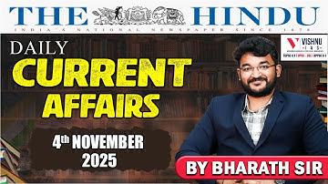 UPSC CSE : NOVEMBER 4th Daily Current Affairs LIVE  | Vishnu IAS Academy