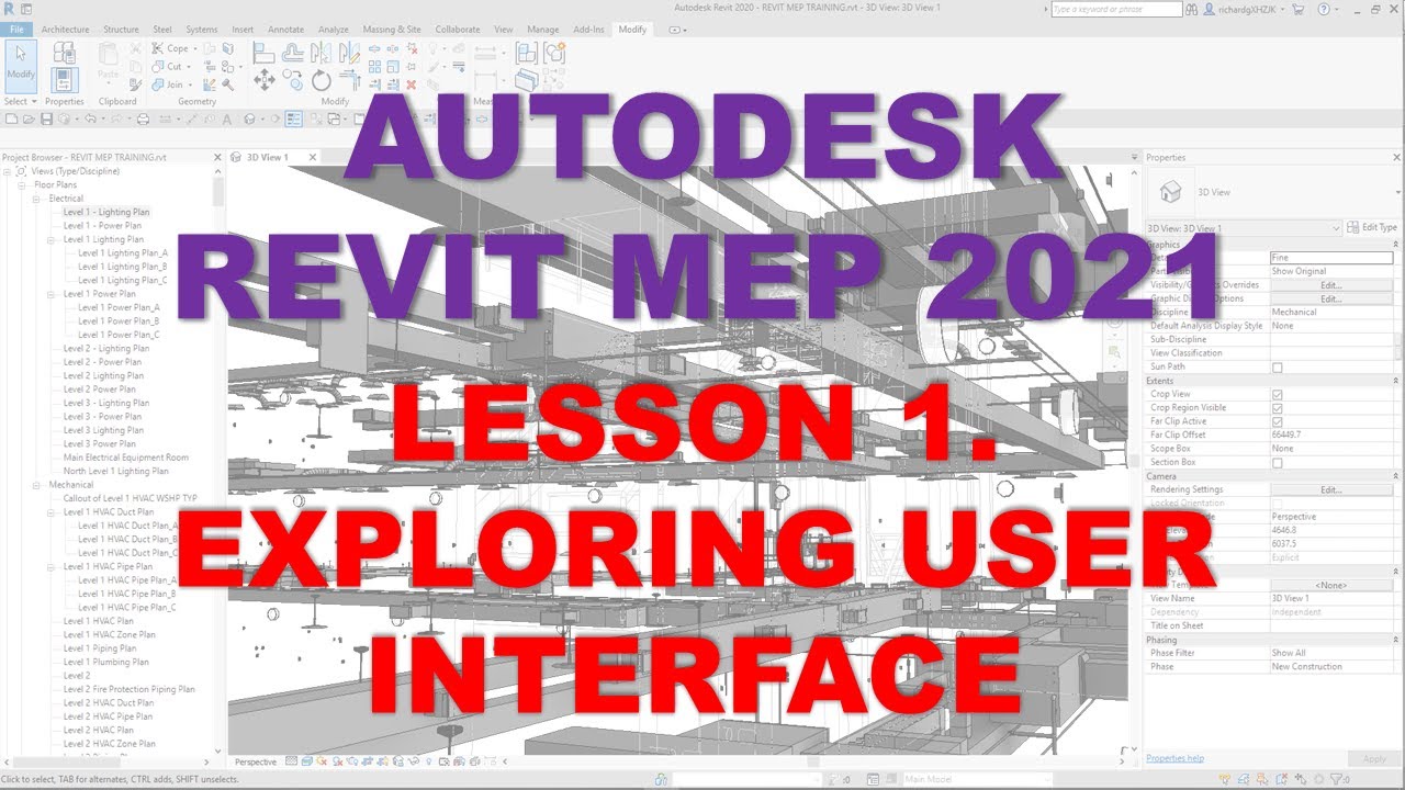 REVIT MEP 2021 STEP BY STEP TUTORIAL 1 EXPLORING USER INTERFACE REVIT MEP 2021 STEP BY STEP TUTORIAL 1 EXPLORING USER INTERFACE