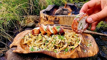 For Pasta FANS ONLY, Chicken alfredo ASMR cooking(4K Relaxing sounds, Nature)