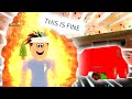 I tried playing roblox WORK AT A PIZZA PLACE... I set it on fire oops