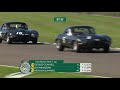 Jaguar E-Types vs AC Cobra side-by-side battles in tense Goodwood race