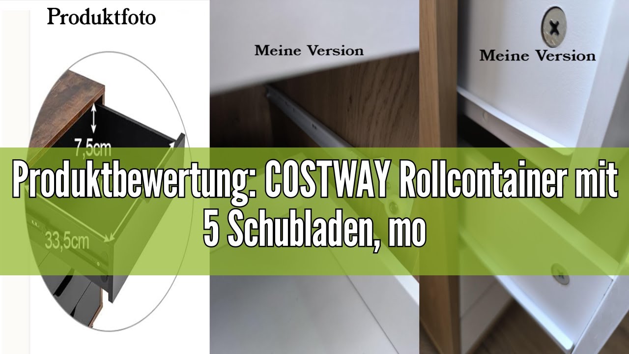 Produktbewertung: COSTWAY Rollcontainer mit 5 Schubladen, mobiler Aktenschrank mit Rädern, Büroconta