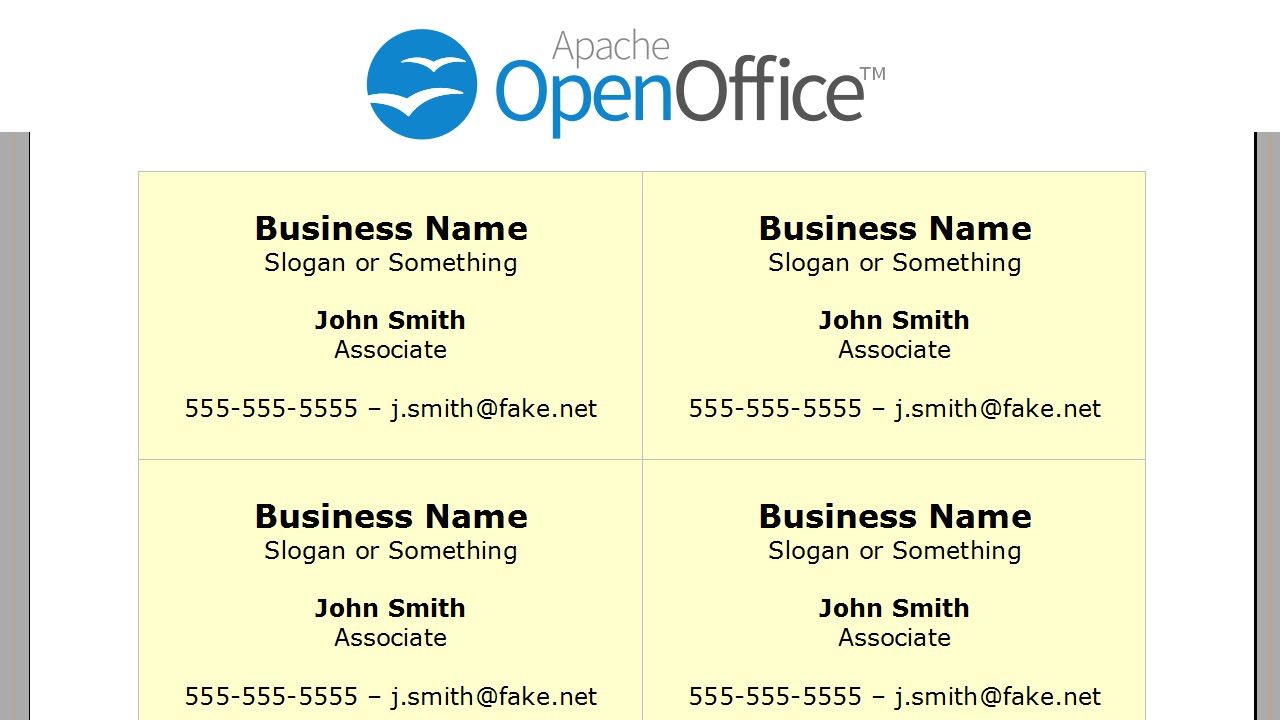 Printing Business Cards in OpenOffice Writer - YouTube