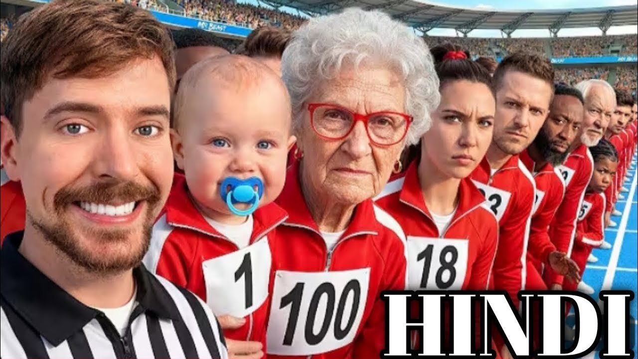 Ages 1- 100 Race For $250, 000! New hindi video @MrBeast 