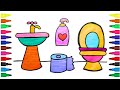 Washroom Drawing | Painting and Coloring for kids and toddlers | Fun drawing and coloring for kids