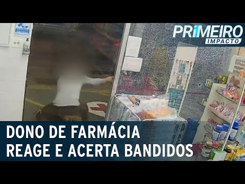 Dono de farmácia reage a tentativa de assalto e bandidos são baleados | Primeiro Impacto (23/09/22)