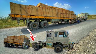 Driver Fighting Deadly But The Heavy Duty Truck Pin Locked opened while going uphill