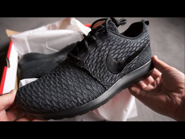 nike roshe run flyknit black