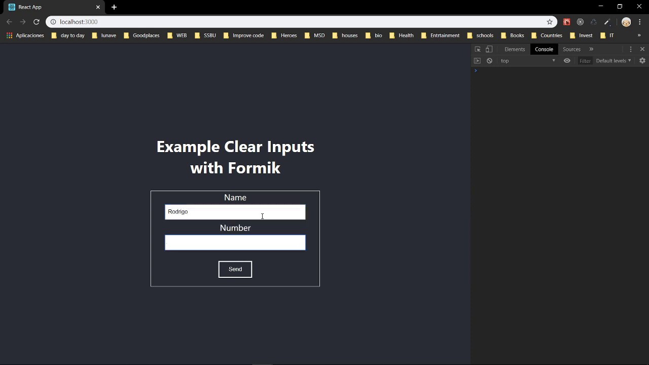 Clear form. Application input Box. Formu Clear.