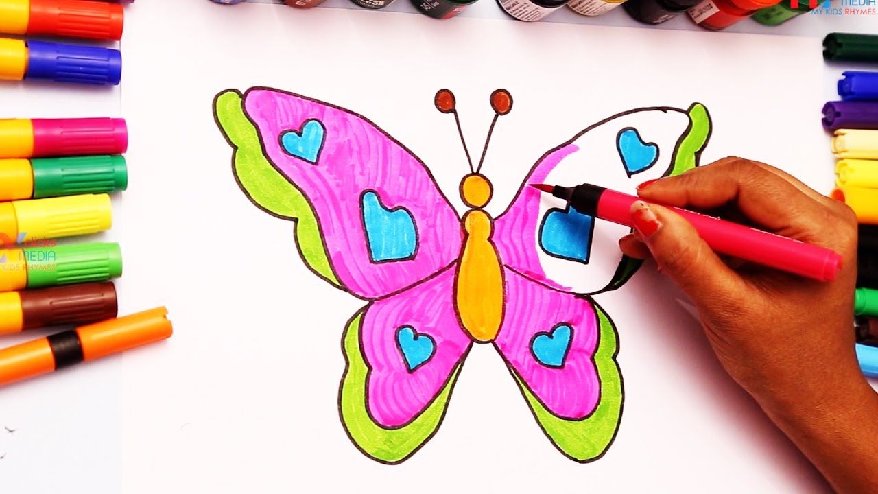 Teach Children How to Draw Butterfly Learning Colouring ...
