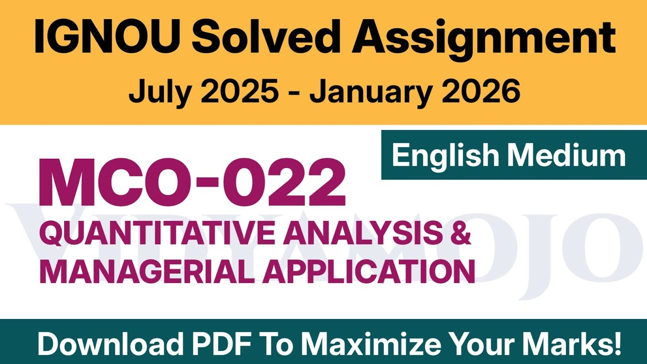 IGNOU MCO 022 Solved Assignment 2025-26 English Medium PDF Download | MCom: 2nd Semester