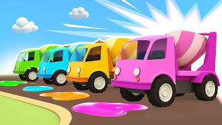 Learn colors | Helper cars cartoons full episodes. A cement mixer, tow trucks & street vehicles