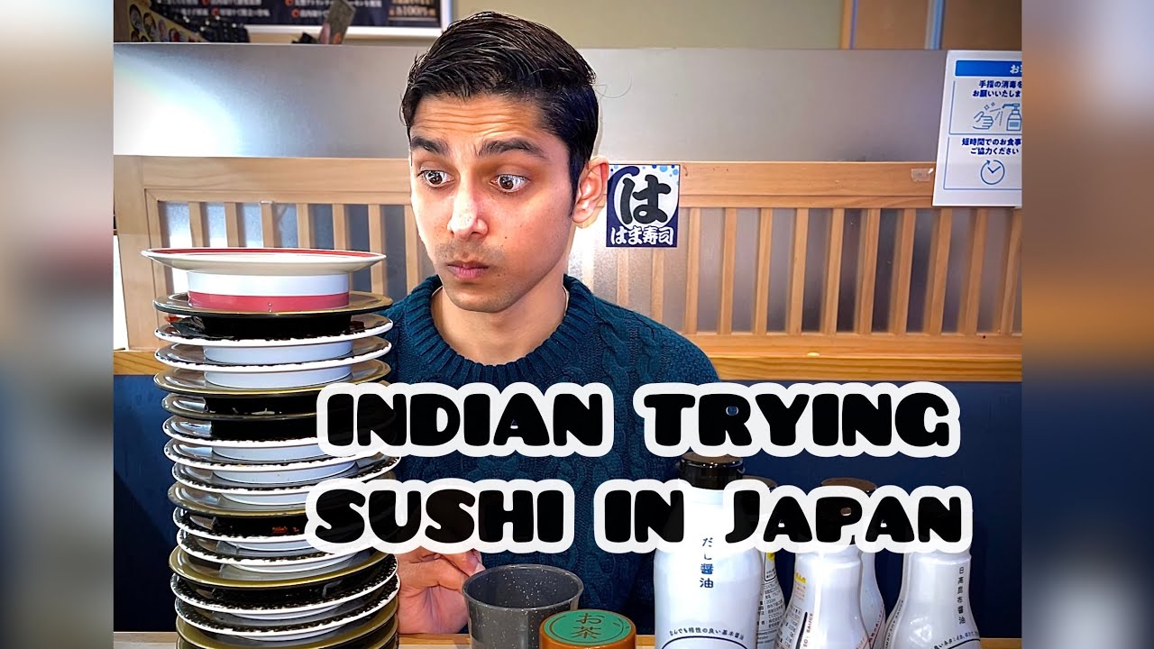 Indian Trying Sushi in Japan | Conveyor Belt Sushi | HamaZushi