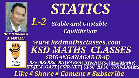 | Stable & Unstable Equilibrium | Statics | Mechanics |Cone & Hemisphere | By Dr.K.S.Dhounsi | L-2 |