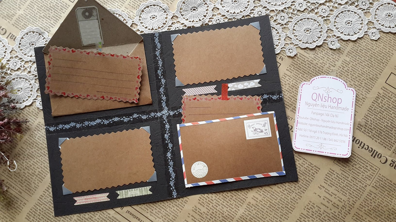 bán thiệp handmade hà nội Update Video 21: Hướng dẫn tự làm Scrapbook/ How to make Handmade Scrapbook (P3)
