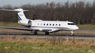 Gulfstream G650ER N808LV takeoff at Basel Mulhouse Airport
