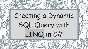 Creating a Dynamic SQL Query with LINQ in C#