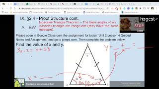 Geometry Unit 2 Lesson 3 Part 1 Proof Structure