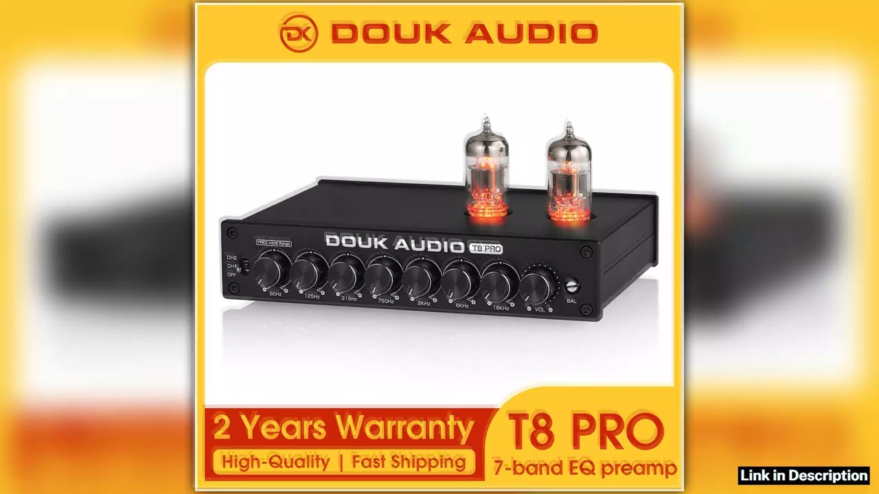 Douk Audio T8PRO HiFi Valve Tube Stereo Balanced XLRRCA Preamp 7band EQ Equalizer Home for Home Spe