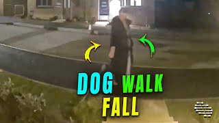 Lady Falls While Walking Her Dog