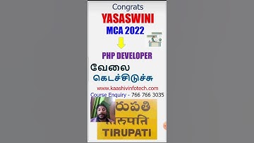 Congratulations Yasaswini - Placed as PHP Developer #kaashiv #kaashivinfotech