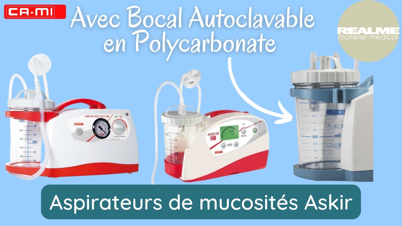 Aspirateur de mucosité CA-MI avec bocal de recueil autoclavable ⚕️| realme.fr