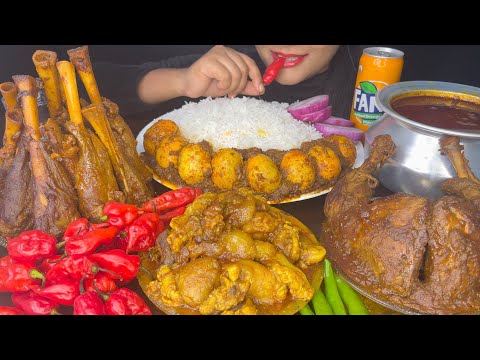 ASMR EATING MUTTON FAT CURRY,MUTTON CURRY,SPICY CHICKEN CURRY,EGG CURRY *FOOD VIDEOS*