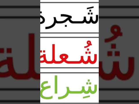 نطق كلمة شجرة شعلة شراع بالحركات القصيرة الثلاث لحرف الشين