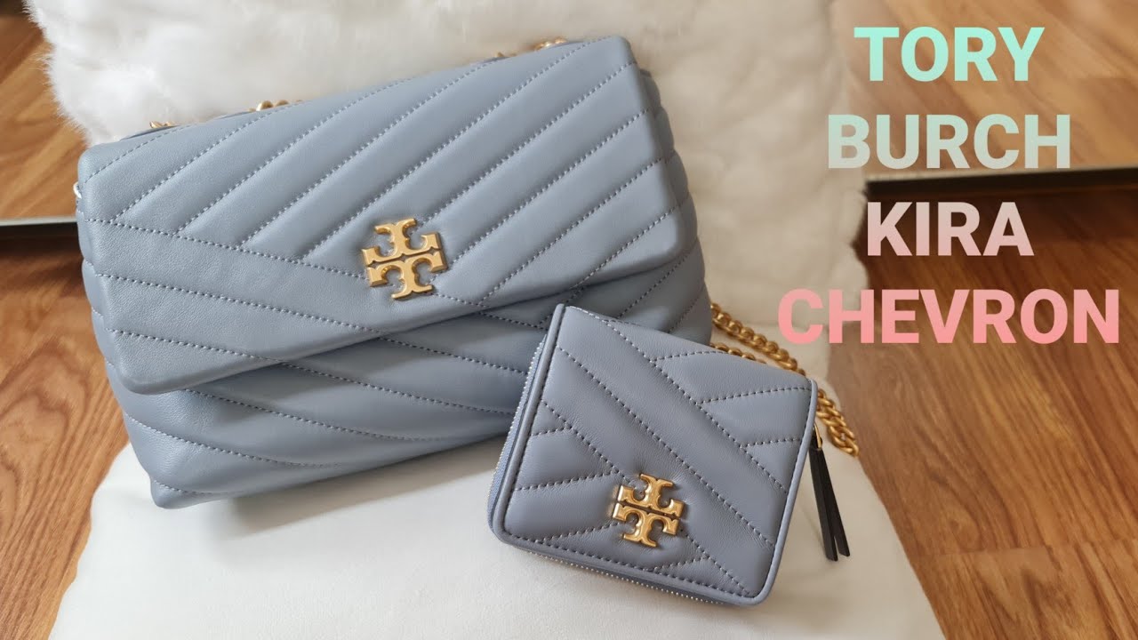 Tory Burch Kira Chevron Textured Small Convertible Shoulder Bag in Blue