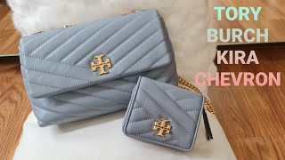 Tory Burch Kira Chevron Textured Small Convertible Shoulder Bag in Blue