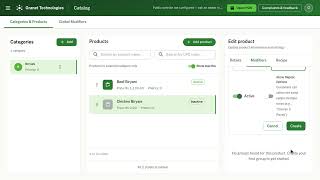 Your menu: dishes, sizes, recipes and costs | Granet Technologies POS Tutorial 3 (English)