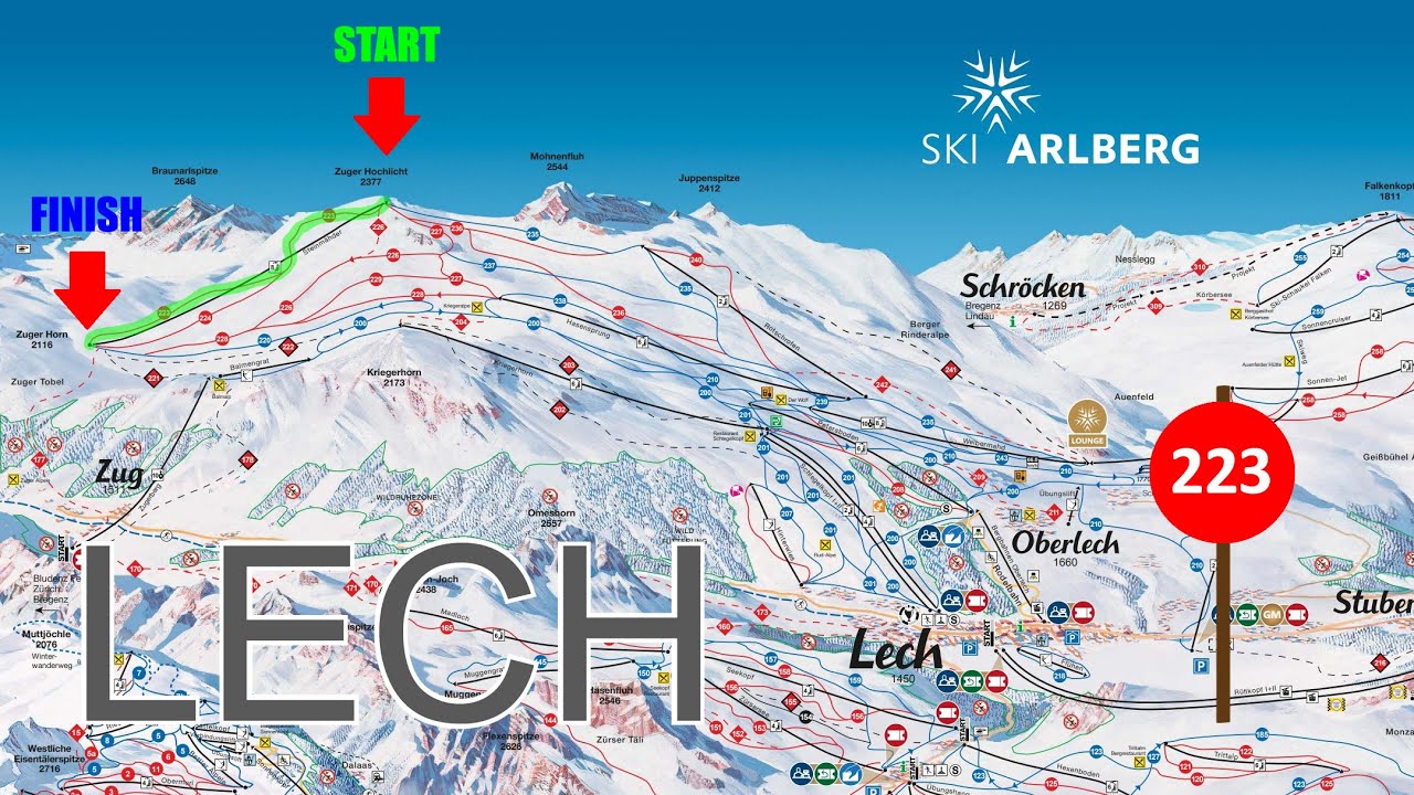 Ski Arlberg red piste 223 Lech Zuger Hochlicht 2377m - Steinmahderbahn | 