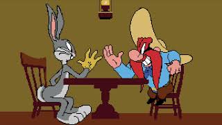 Bugs Bunny and Yosemite Sam pixel art