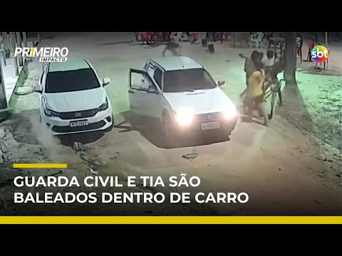 Video guarda-civil-e-tia-sao-baleados-ao-passar-de-carro-em-frente-a-bar-na-bahia-primeiro-impacto
