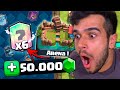 50 MIL GEMAS NA ARENA 1 E GANHEI 6 NOVAS LENDÁRIAS!! CLASH ROYALE