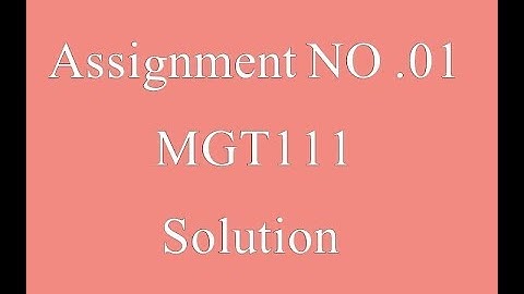 MGT 111|ASSIGNMENTS 1 |2019