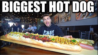 'NO WAY YOU FINISH' 3 FEET LONG HOT DOG EATING CHALLENGE (1 Meter Long) | Nathan's Hot Dog Challenge