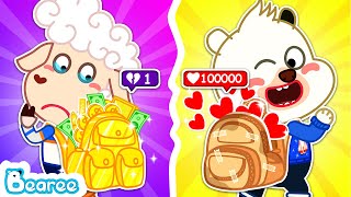 Do you want 💔1 or 💖100,000? - Bearee Makes DIY Backpack - Funny Stories for kids @BeareeChannel