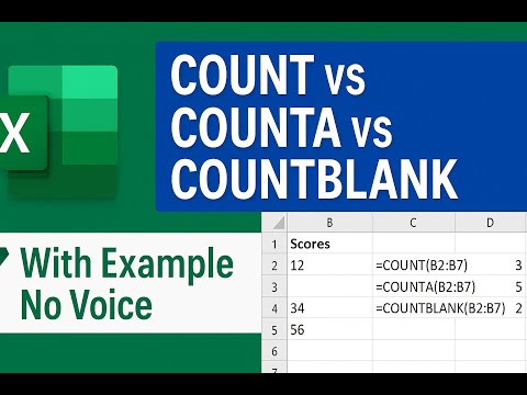 COUNT vs COUNTA vs COUNTBLANK in Excel | Easy Tutorial with Example (No Voice)