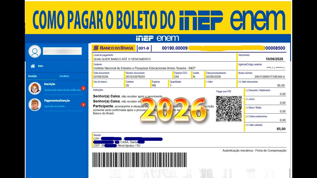 ENEM BOLETO (GRU), Como Gerar e Pagar O BOLETO DO ENEM 2026. #enen , # ...