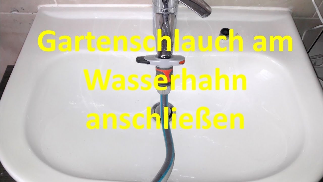 Gartenschlauch am Wasserhahn im Bad anschließen - YouTube