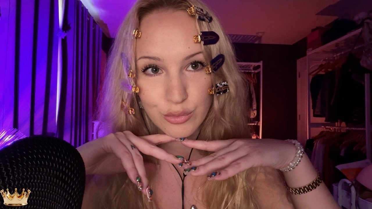 Super slow, gentle tingles: scratch & caress my face, hair clips, & jewelry | Tingle Master ASMR