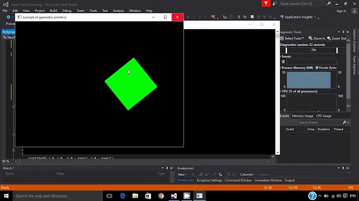 how to rotate or spin the quads in opengl visual studio