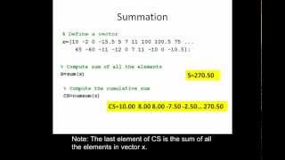 Useful commands for vectors in MATLAB