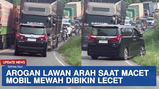 Dipepet Sampai Lecet, Mobil Arogan Lawan Arah Saat Macet Dibikin Kapok Supir Truk