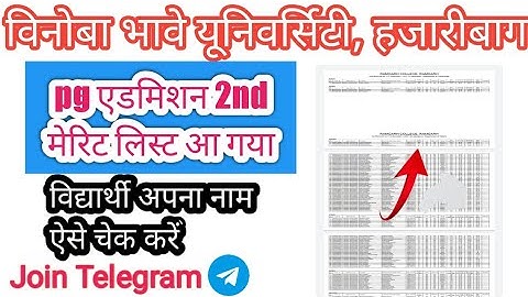 Vinoba bhave university hazaribag pg admission 2nd merit list jari