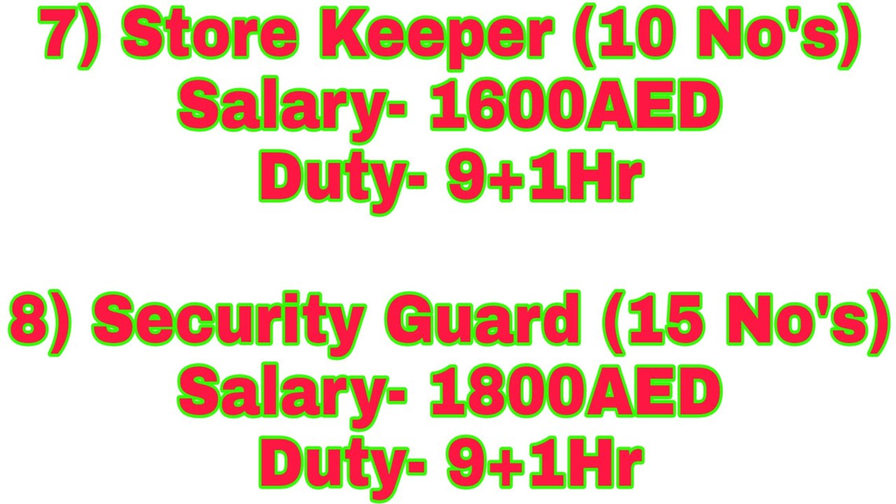 Latest Job In Dubai Security Guard, Store Keeper
