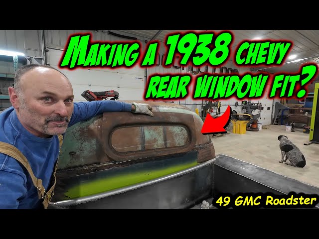 Can we make it fit? 1938 Chevy rear window in our custom top? class=