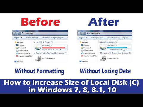 How to Extend Local C Drive in Windows 7, 8 ,8.1, 10 without Formatting PC or Laptop