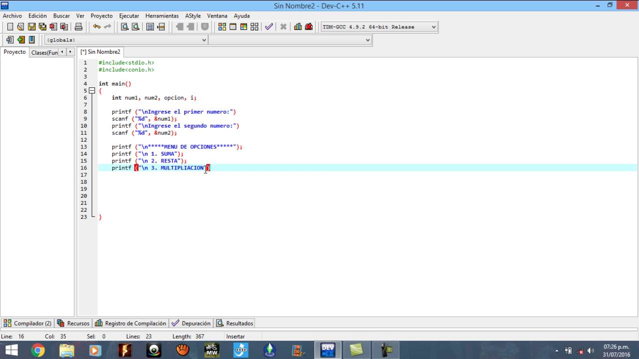 Calculadora Basica en C++ usando Ciclo SWITCH YouTube